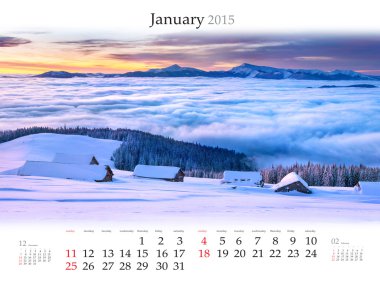 Takvim 2015. Ocak.
