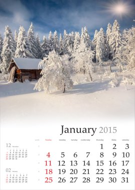 Takvim 2015. Ocak.