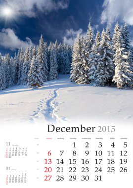 2015 takvim. Desember.