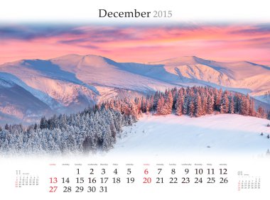 2015 takvim. Desember.