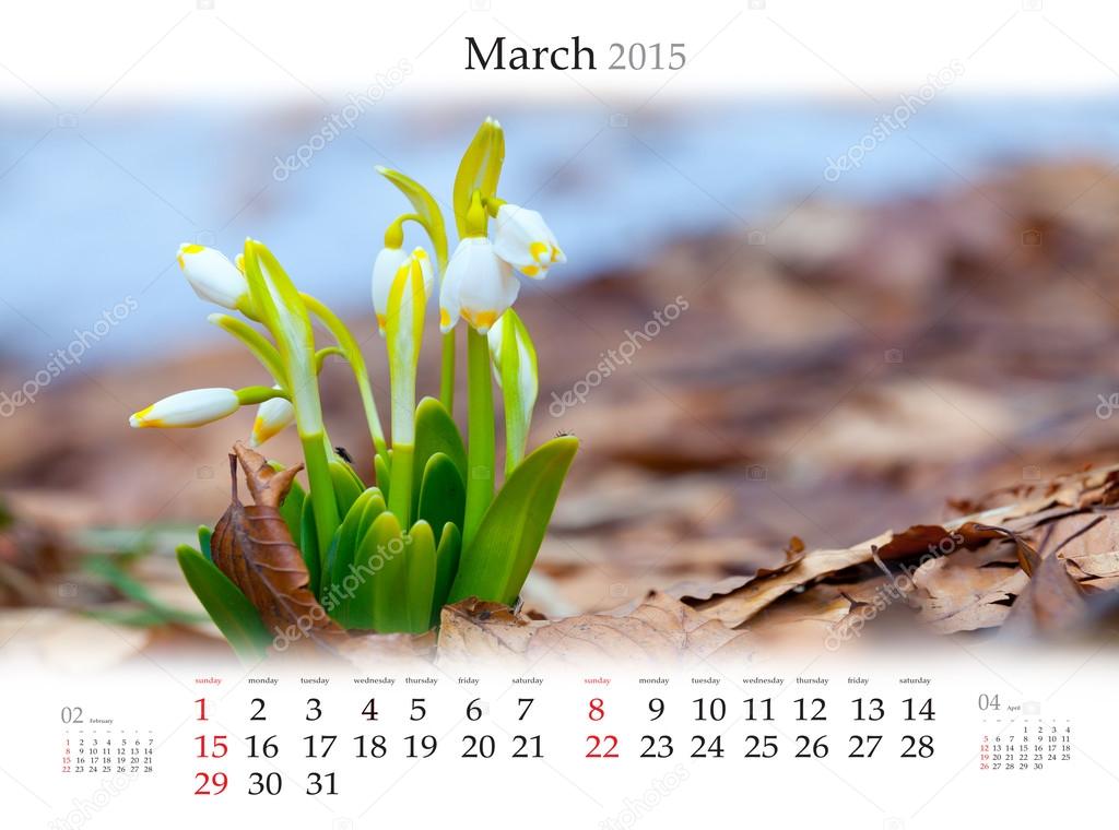 Calendar 2015 . March.