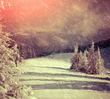 dağlarda kış gündoğumu