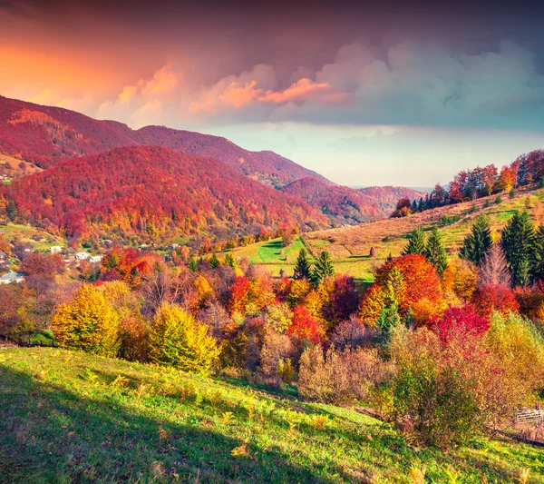 Podzimní krajina v Karpatských horách — Stock fotografie