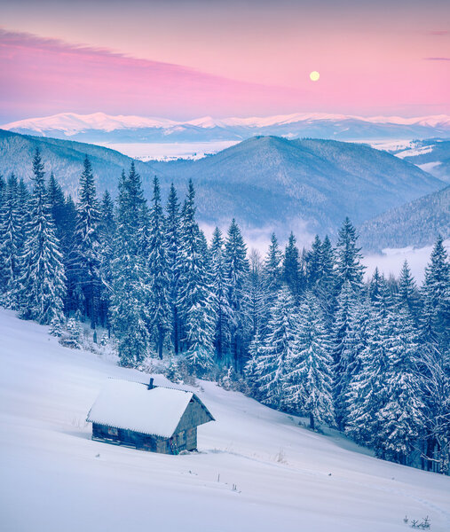 winter Carpathian mountains.