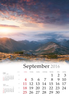 Takvim 2016. Eylül.