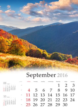 Takvim 2016. Eylül.