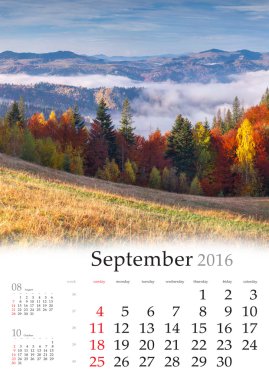 Takvim 2016. Eylül.