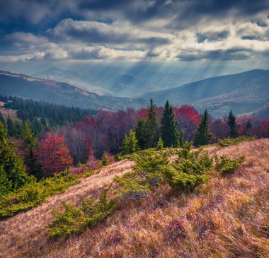 sonbahar dağlarda yağmur bulutları