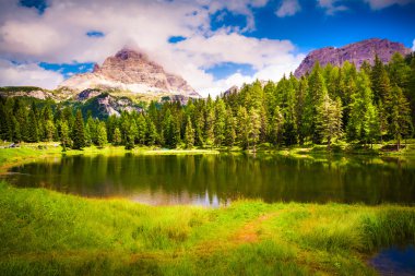 Suny summer scene on lake Antorno