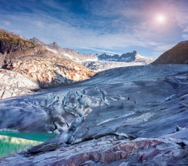 Summer sunny day on Rhone glacier