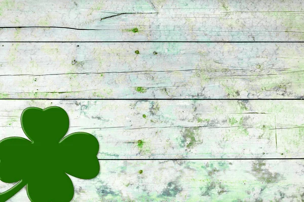 Fondo Del Día San Patricio Shamrocks Sobre Fondo Madera Verde — Foto de Stock