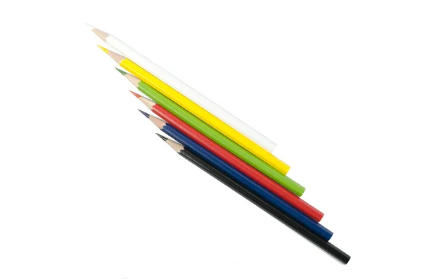 Colored pencils on a white background — Stock Photo, Image