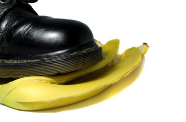 old shoe slips on a banana peel clipart