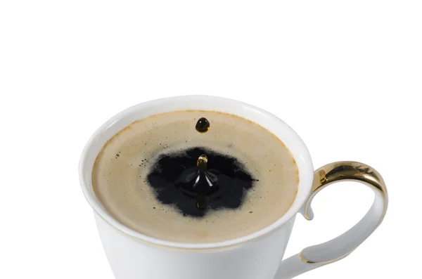 Taza de café con una gota de café — Foto de Stock