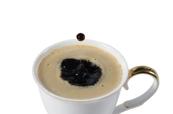 Taza de café con una gota de café — Foto de Stock