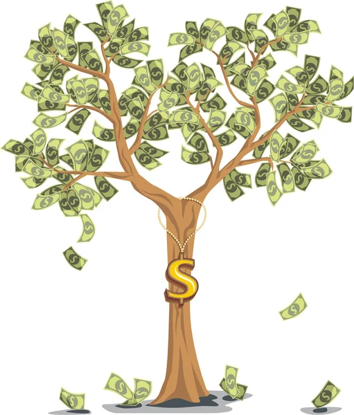 Money  tree with dollars — Stock Vector