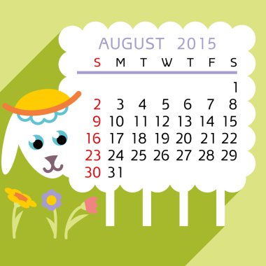 Takvim Ağustos 2015 koyun