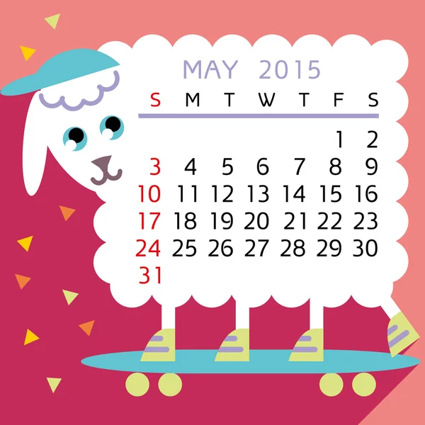 Calendar MAY 2015 sheep — Stock Vector