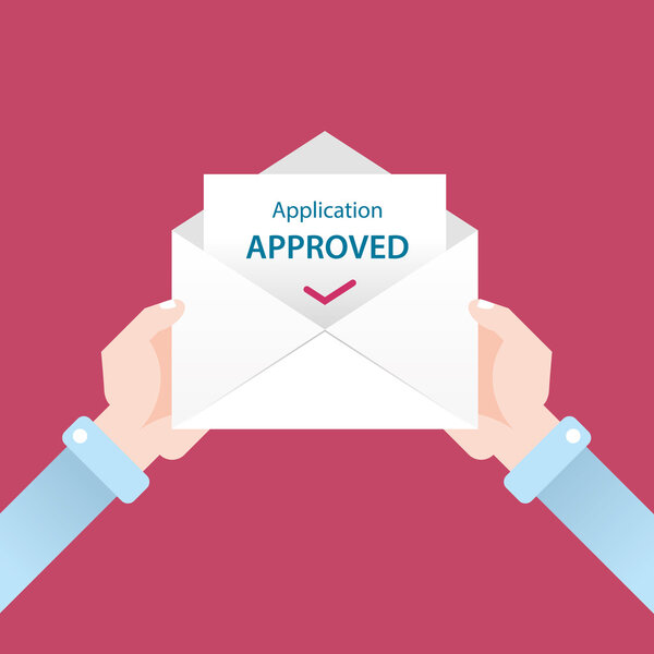 Письмо в конверте. заявка одобрена
