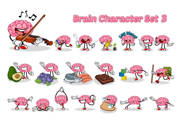 Üç karakter kümeleriyle beyin karikatür