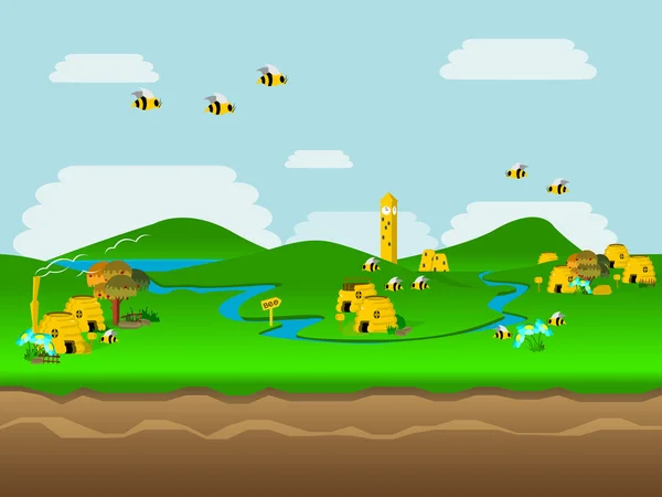 Welt der Bienenvektorillustration — Stockvektor