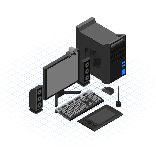 İzometrik masaüstü bilgisayar kümesi