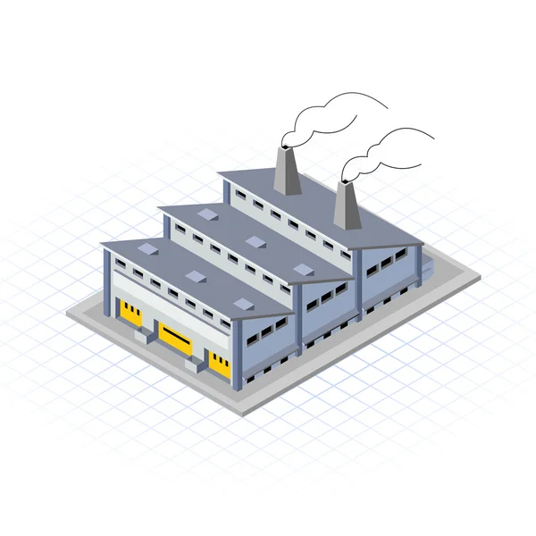Bâtiment d'usine isométrique — Image vectorielle