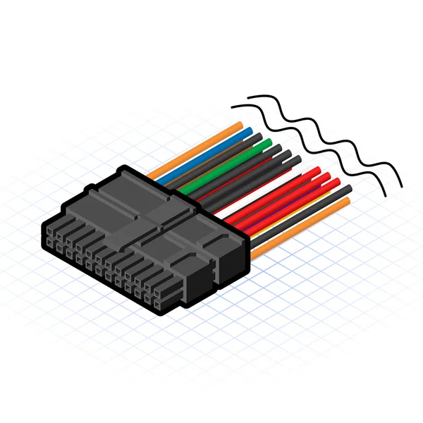 Conector isométrico de 24 pines — Vector de stock