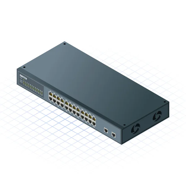 İzometrik anahtar 24 bağlantı 2 Uplink bağlantı noktasını vektör çizim ile