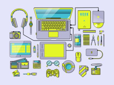 Modern yeşil Slumpy çalışma alanı vektör çizim tamamlamak