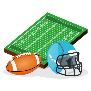 Amerikan futbol sahası ve top vektör çizim