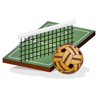 Tekme Voleybol alan ve top vektör çizim