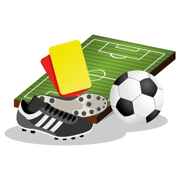 Campo di calcio e palla vettoriale illustrazione — Vettoriale Stock