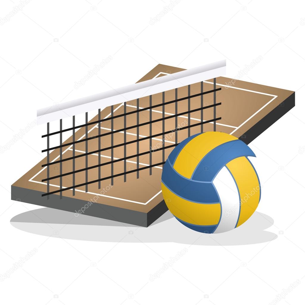 Volleyball Field and Ball Vector Illustration