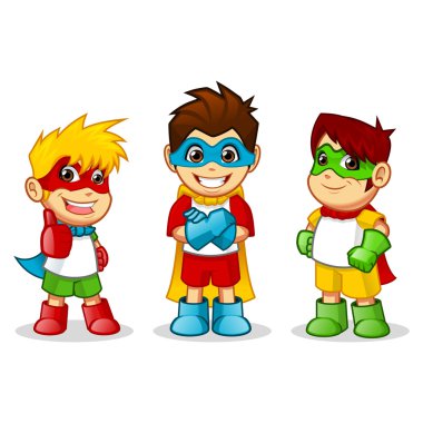 Colorful Kid Super Heroes clipart