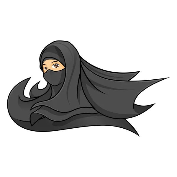 Mujer musulmana conceptual con un velo negro — Vector de stock