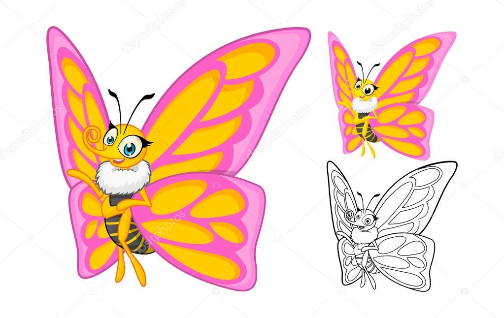 Detailed Butterfly Cartoon Character with Flat Design and Line Art Black and White Version Stock Vector Image by ©ridjam #81096840 Detailed Butterfly Cartoon Character with Flat Design and Line Art Black and White Version Stock Vector Image by ©ridjam #81096840