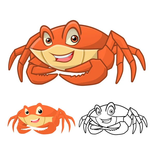 High Quality Crab Cartoon Character Include Flat Design and Line Art Version — ストックベクタ