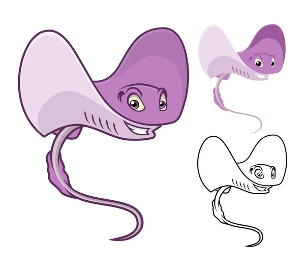 High Quality Southern Ray Cartoon Character Include Flat Design and Line Art Version — Διανυσματικό Αρχείο