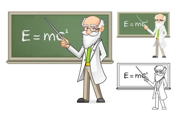 Personagem de desenho animado cientista segurando uma vara de ponteiro — Vetor de Stock