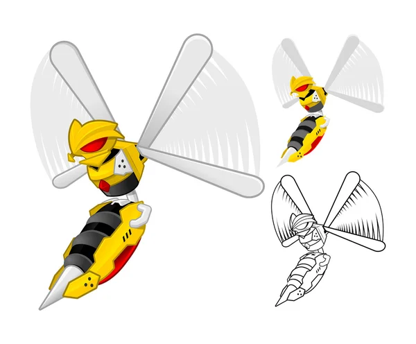 ロボットのスズメバチの漫画のキャラクター — ストックベクタ