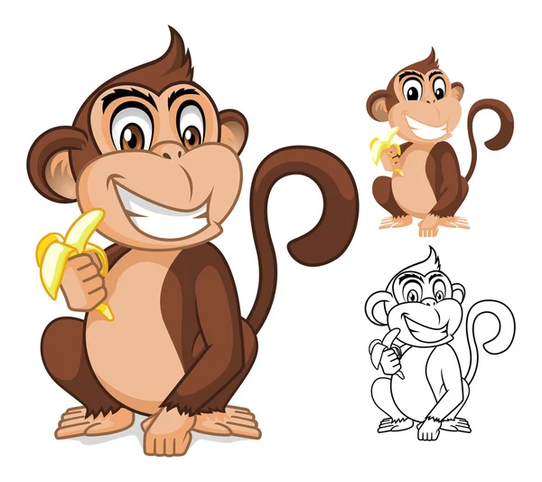 Trzymając Banana kreskówka małpa — Wektor stockowy