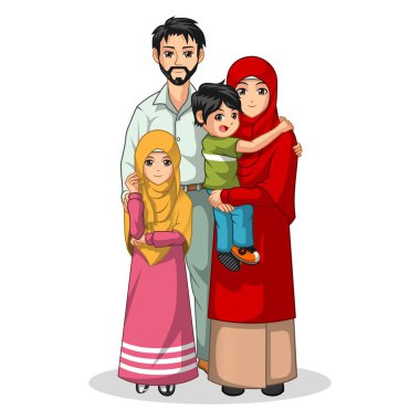 Müslüman aile çizgi film karakteri
