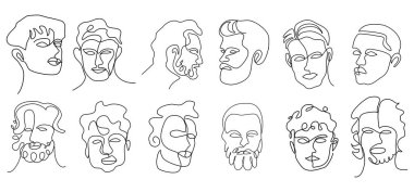 Güzel çizgiler gerçeküstü insan yüzü. Erkek koleksiyonu seti