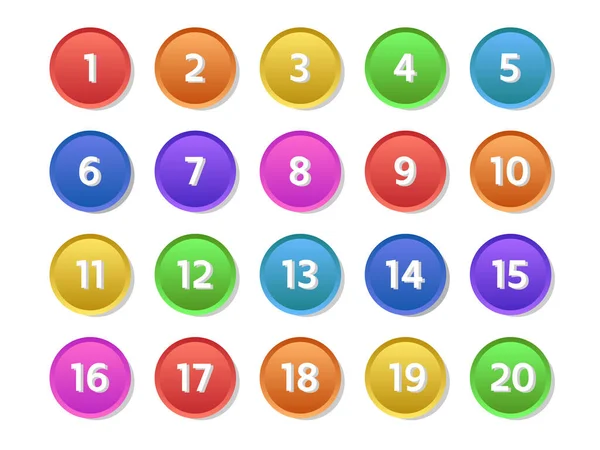 彩色数字图标从1到20 矢量说明 — 图库矢量图片