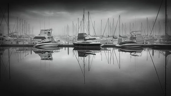 Matin Automne Brumeux Dans Port Plaisance Près San Diego — Photo