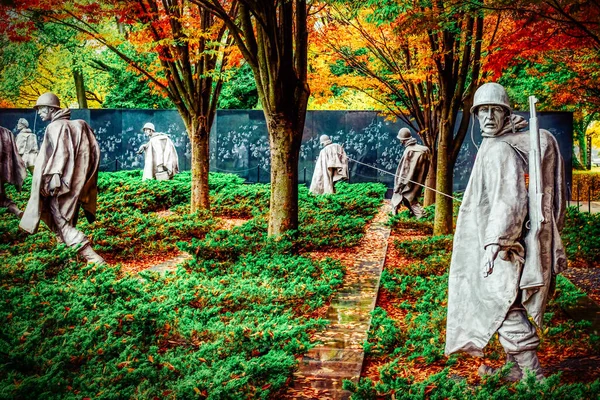 Autumn Morning Korean War Veterans Memorial Washington — Stock Photo, Image