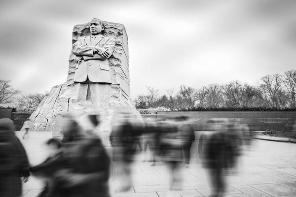 Tourists Pass Martin Luther King Memorial Washington Stock Image