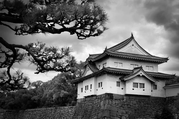 Une Journée Nuageuse Dans Poste Garde Complexe Château Osaka Osaka — Photo