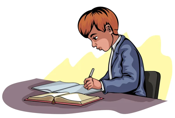 Young boy writing — Stock Vector